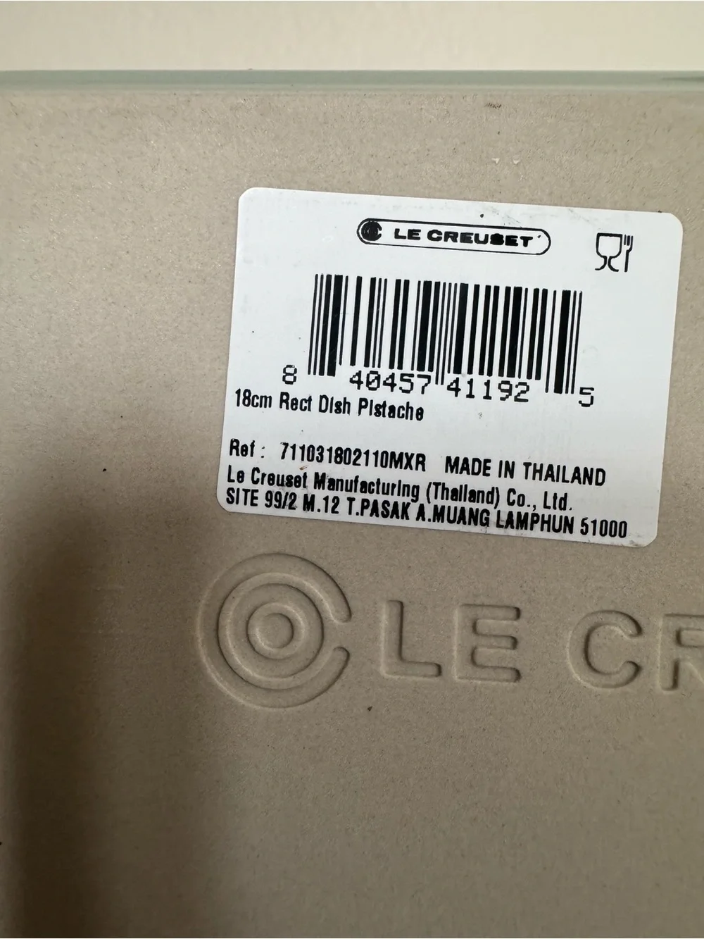Le Creuset Pistache Rectangular Baking Stoneware Casserole Dish